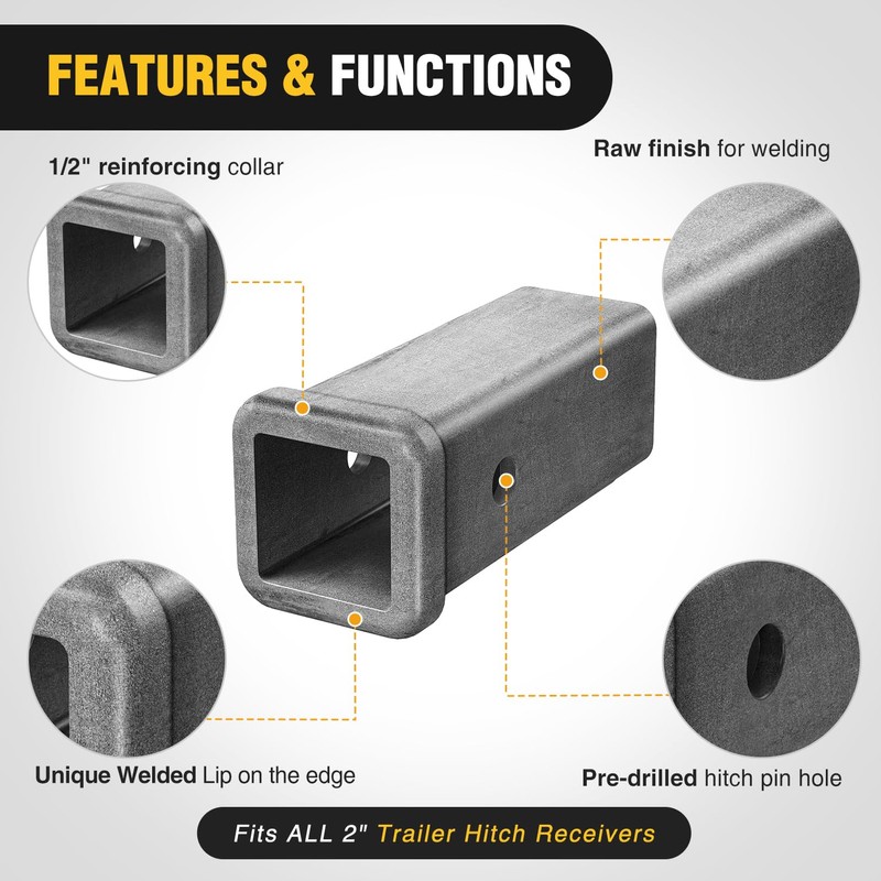 Nilight Hitch Adapter 2" x 7" Combo Bar Trailer Receiver