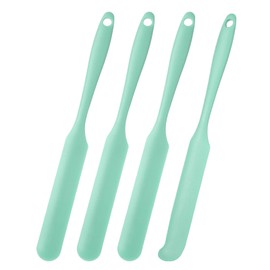 uxcell 4Pcs Silicone Jar Spatula, Heat Resistant Jam Spreader Non-Stick Silicone Scraper Spatula with Long Handle for Jars, Bottles, Cooking Baking Mixing Tools (Light Green)