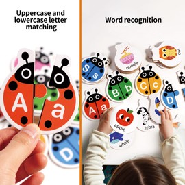 Dr. MUYA® Montessori Toy for 3 4 5 6 Years, Alphabet Puzzle, Wooden, Educational Toys, Motor Skill Toys, Hand-Eye Coordination, Gift for Kids Boys Girls Aged 3–6 Years