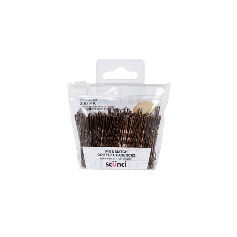 SCUNCI SAVVY VALUE 200PK BROWN BOBBY PINS
