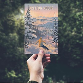 Bretton Woods, New Hampshire, Ski for Miles, Skiing (4x6 Birch Wood Postcards, 2-Pack Stationary, Rustic Home Wall Decor)