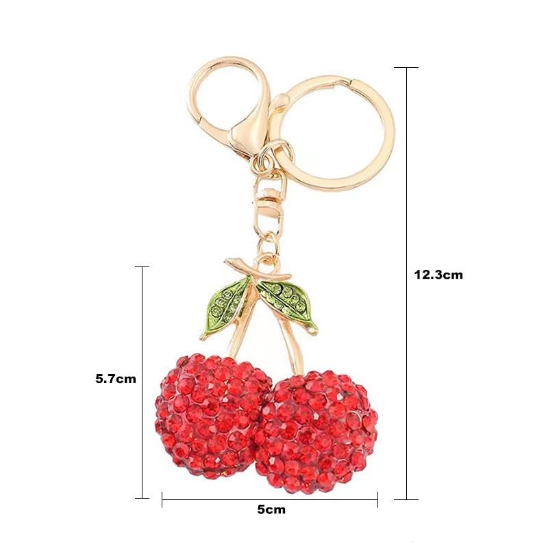 Cherry Keychain/Bling Rhinestone Fruit Keyring/Cute Cherry Keychain for Handbag Purse