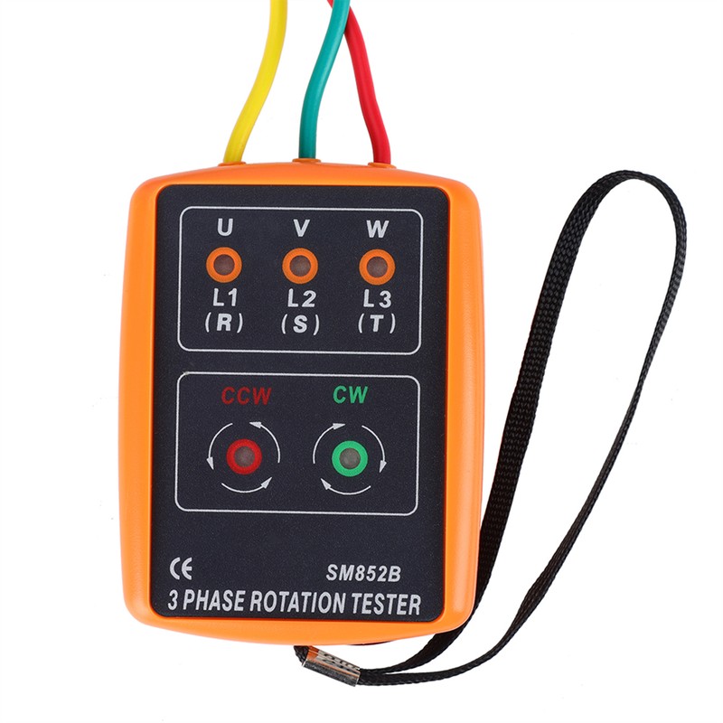SM-852B 3-Phase 60V~600V AC Sequence Order Rotation Indicator Tester 20Hz-400Hz