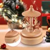BLIENKREBY Wooden Carousel Music Box with Rotating Train, Windup, Mechanism,