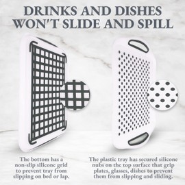 Silicone Nub Rectangular Non-Slip Serving Tray with Easy Grip Handles - Portable Anti-Slip Lap Tray for Dining On Couch or Breakfast in Bed