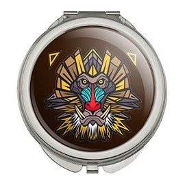 Mandrill Baboon Face Monkey Primate Compact Travel Purse Handbag Makeup Mirror