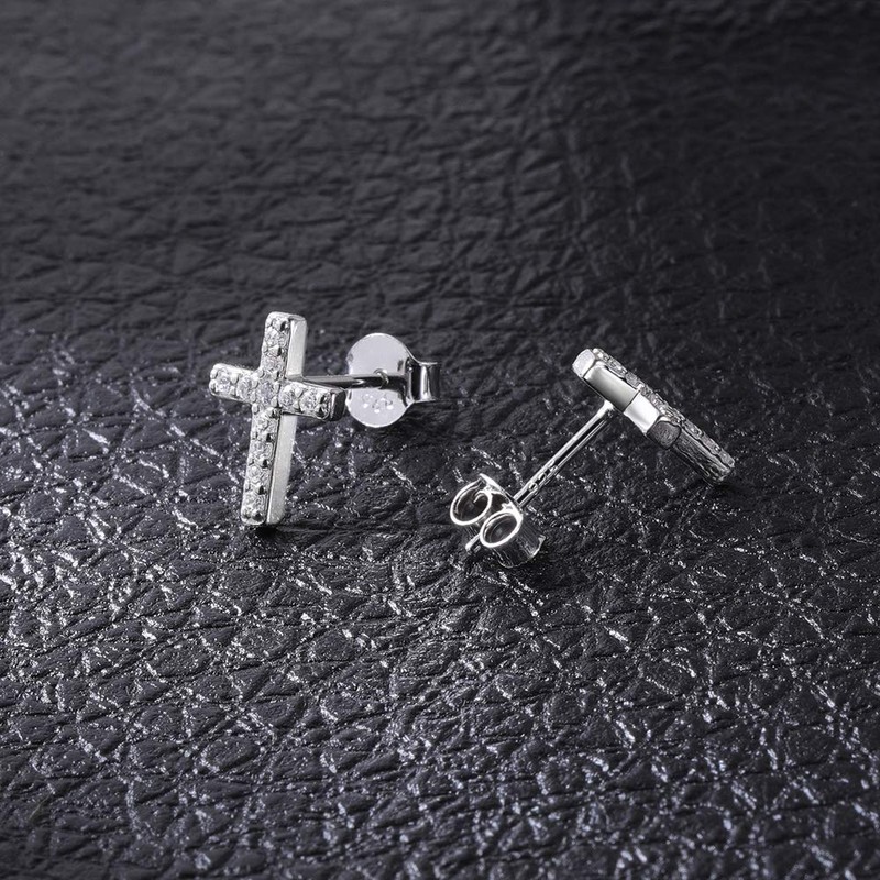 AoedeJ Cross Stud Earrings Sterling Silver Cubic Zirconia Religious Cross