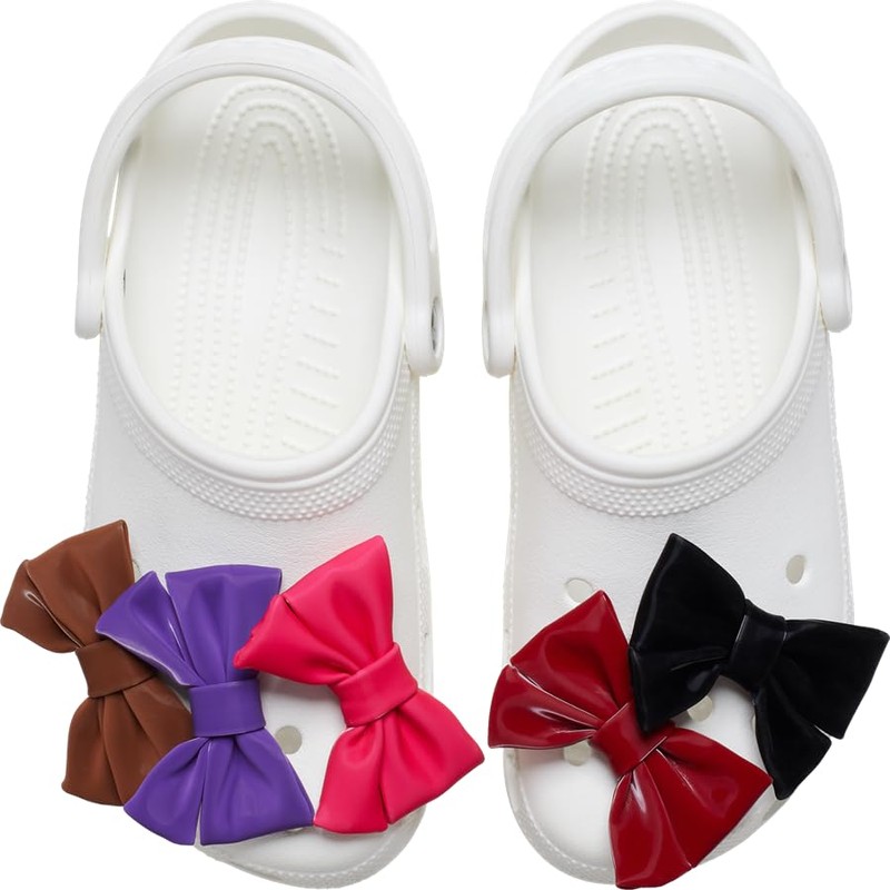 Crocs Unisex Solid Romantic Bow 5 Pack Shoe Charms, Multicoloured,