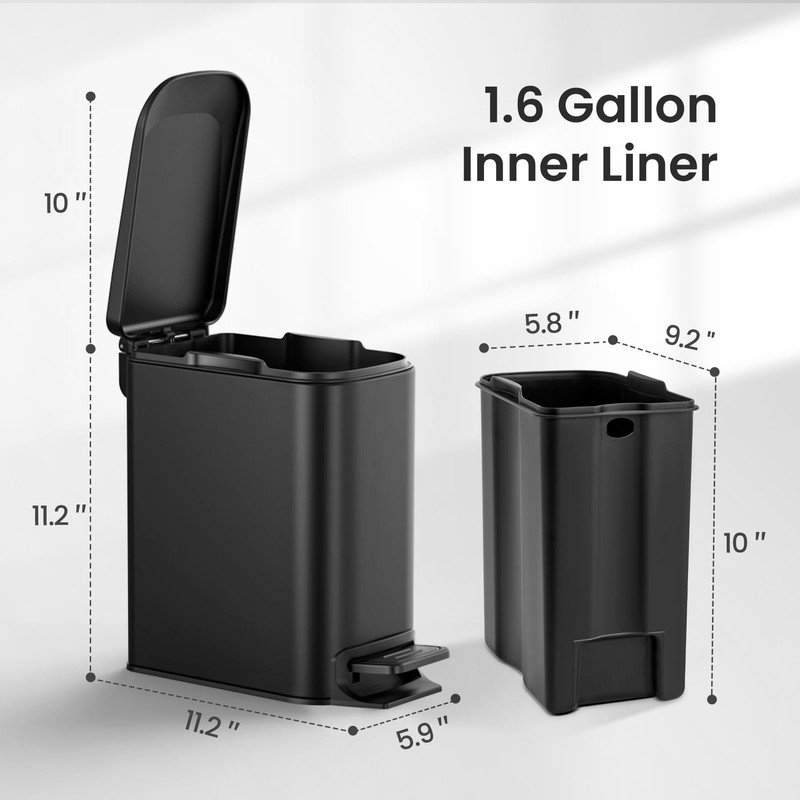 Cesun Small Bathroom Trash Can with Lid Soft Close, Step