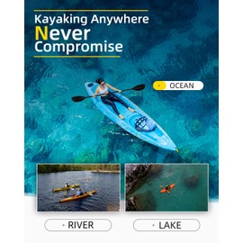 OCEANBROAD Kayak Paddle 90.5in/230cm Alloy Shaft 2-Piece Floatable Kayak Oar for Kayaking Canoeing Boating, 1 Paddle, Black