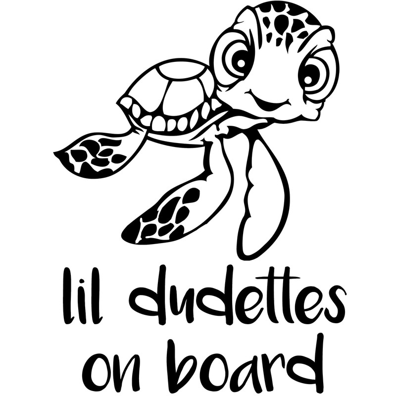 Lil Dude (or Dudette) on Board Turtle Vinyl Decal Sticker