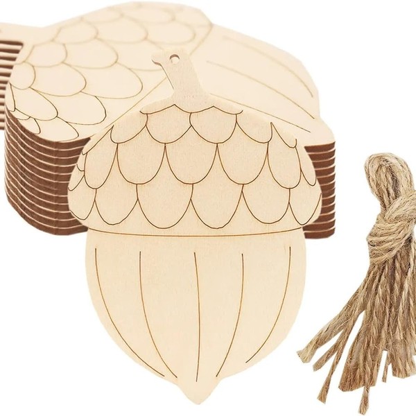 Natural Wood Slices 50Pcs, Unfinished Wood Wooden DIY Ornaments Wooden