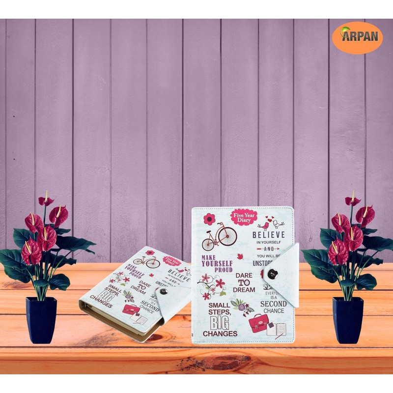 Five 5-Year Diary Organizer - Undated Daily Planner Journal Book
