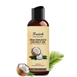 Raslok Fractionated Coconut Oil – 100% Pure & Lightweight | Non-Greasy Carrier Oil for Hair, Skin, Body & Massage | Hexane-Free | 200ml / 6.76 fl oz