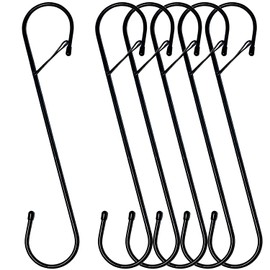 6Pcs S Hooks Hanging 12 inch Heavy Duty Large S Hooks with Safety Buckle, Long S Hook for Hanging Plant, Utility Hooks, Long Heavy Duty Hanging Hooks for Kitchen, Bathroom, Garden, Indoor, Outdoor