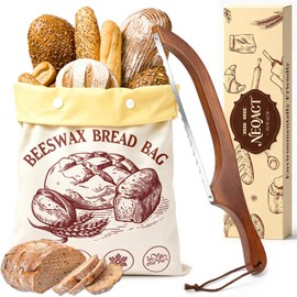 NEOACT Removable Beeswax Bread Bag with Bread Knife for Sourdough Bread