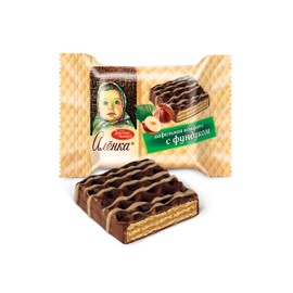 Alionka Alenka Olenka Nutty Wafer Cookies with Milk Chocolate Glaze and Hazelnuts in Individual Wraps 8.8oz/250g Gourmet Imported Russian Candy Sweets Bars UNICONF Krasnyi Oktyabr
