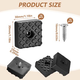 16 PCS Rubber Feet for Furniture, Chair Leg Floor Protectors with Screws, for Garden Furniture, Table Chair Sofa Legs, Non-Slip and Moisture-Proof Protection of Furniture Floors (30x30mm)