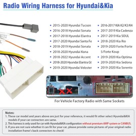 Jayubien Car Radio Wiring Harness Kit for 2016-up Hyundai Tucson Sonata Elantra Accent Kia Soul Rio Forte Optima,16Pin ISO Stereo Plug to 38Pin 35 Pin Stereo Harness with Antenna Adapter