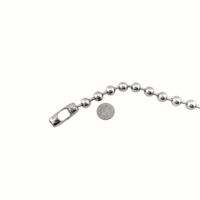 Glory Qin 10mm Stainless Steel Ball Chain Necklace, Extra Large
