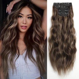 Clip in Hair Extension 4pcs Set Straight Hair Extensions Clip in,Hair Pieces For Women YDDM Synthetic hair fibres