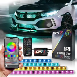 OPT7 - Aura PRO - Kit de iluminación LED Bluetooth de 4 piezas para rejilla | Tiras multicolor de 12 pulgadas con SoundSync - Valencia de...