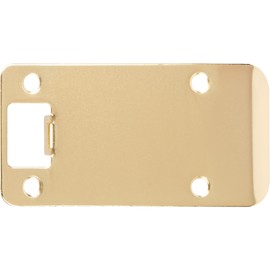 Round Corner Extended Lip Strike Plate, 2-1/4" x 4", (4-1/2" Overall Length), Polished Brass by Stone Harbor Hardware