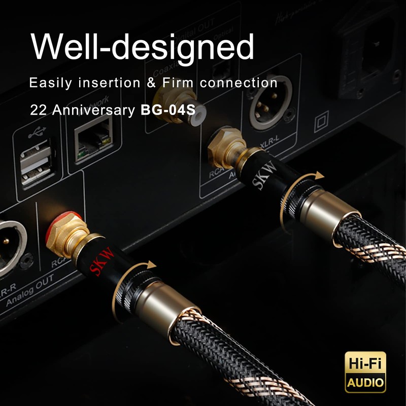 SKW Audiophiles Lock RCA Cable 2RCA Male to 2RCA Male