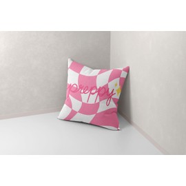 Xolytar Preppy Aesthetic Throw Pillow Covers Decor Gifts for Teen Girls, Pink Checkerboard Script Decorative Decor Pillows Covers for Couch Sofa Dorm Bedroom, Cute 18x18 Pillow Cover Cases