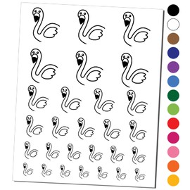Peeking Flamingo Temporary Tattoo Water Resistant Fake Body Art Set Collection - Black (One Sheet)