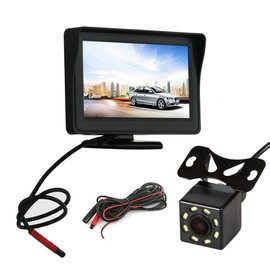 Riloer Car Rear View Camera Kit, 4.3 Inch Digital TFT LCD Monitor + Waterproof HD Backup Parking Camera for Most 8V-12V Vehicles, with IR Night Vision, 170° Wide Angle
