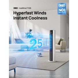 Dreo Evaporative Air Swamp Cooler, 43" Cooling Fans that Blow Cold Air 2025 Upgraded, 85° Oscillating Floor Fan for Bedroom, Easy Cleaning, APP Control, Ice Packs, 4 Speeds & 4 Modes, 12H Timer, White