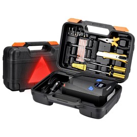 Fayet Digital Car Tyre Inflator Air Tool Portable Air Compressor Car Tyre Pump Automatic 12V Electric Air Pump Tyre Inflation with Tyre Pressure Gauge Valve Adaptors LED Light