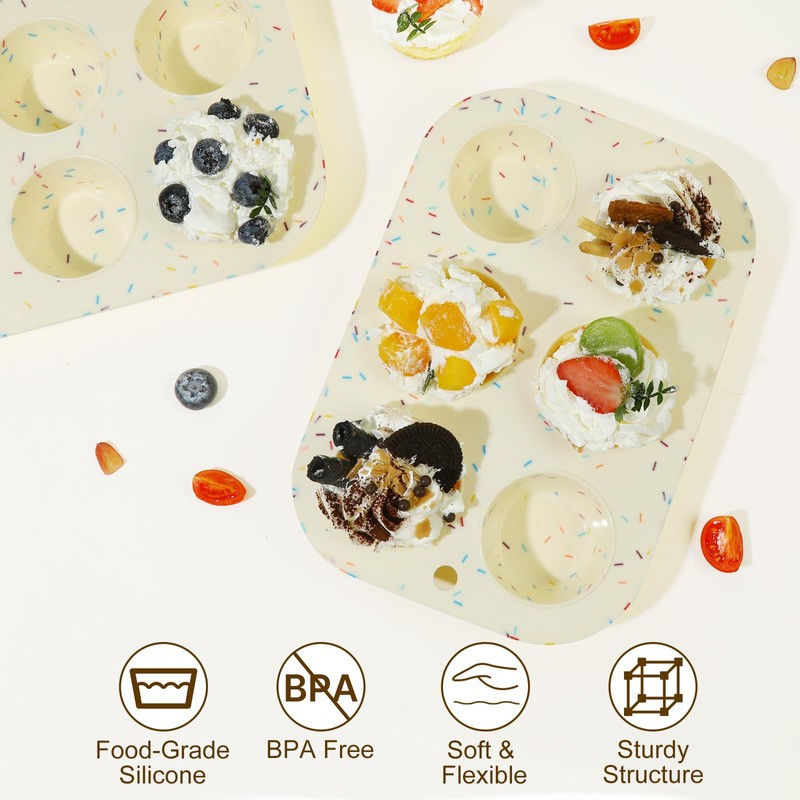 2 Pack Silicone Muffin Pan for Baking, Regular Size Nonstick