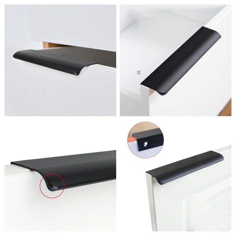 MOVKZACV Black Drawer Pulls, Finger Edge Pull Concealed Handle,Modern Style