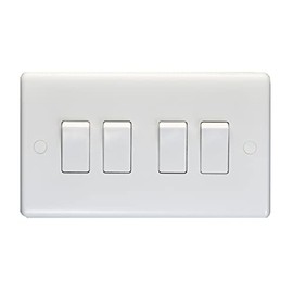 Eurolite Enhance White Plastic 10A 4 Gang 2 way switch