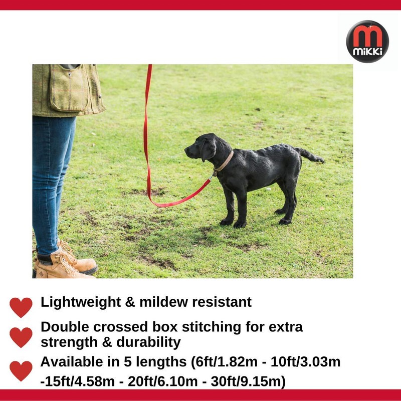 Mikki Dog, Puppy Recall Training Line Lead - Cotton Webbing