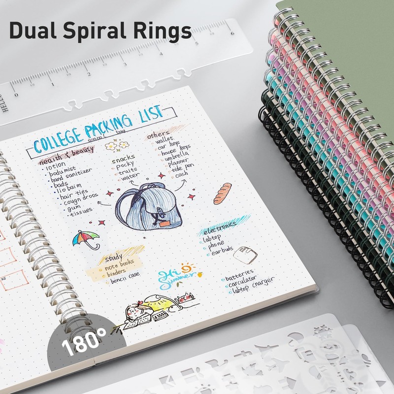 RETTACY Dotted Notebook, A5, Bullet Dot Journal, Lightweight Pad for