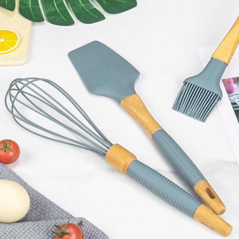 Silicone Cooking Utensils 6 Piece Silicone Utensil Set Durable Wooden