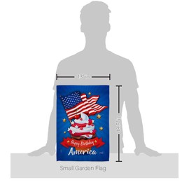 Angeleno Heritage Happy Birthday America Garden Flag Set Dowel Patriotic Fourth of July Independence Day Fireworks BBQ United State American House Banner Small Yard Gift Double-Sided, Made in USA