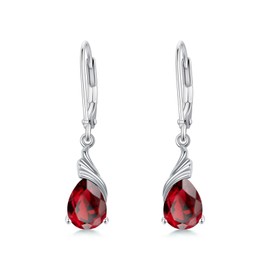 SEIYANG January Birthstone Earrings for Women Garnet Earrings Teardrop Dangle Drop Earrings Birthday Anniversary Fine Jewelry for Women Girls