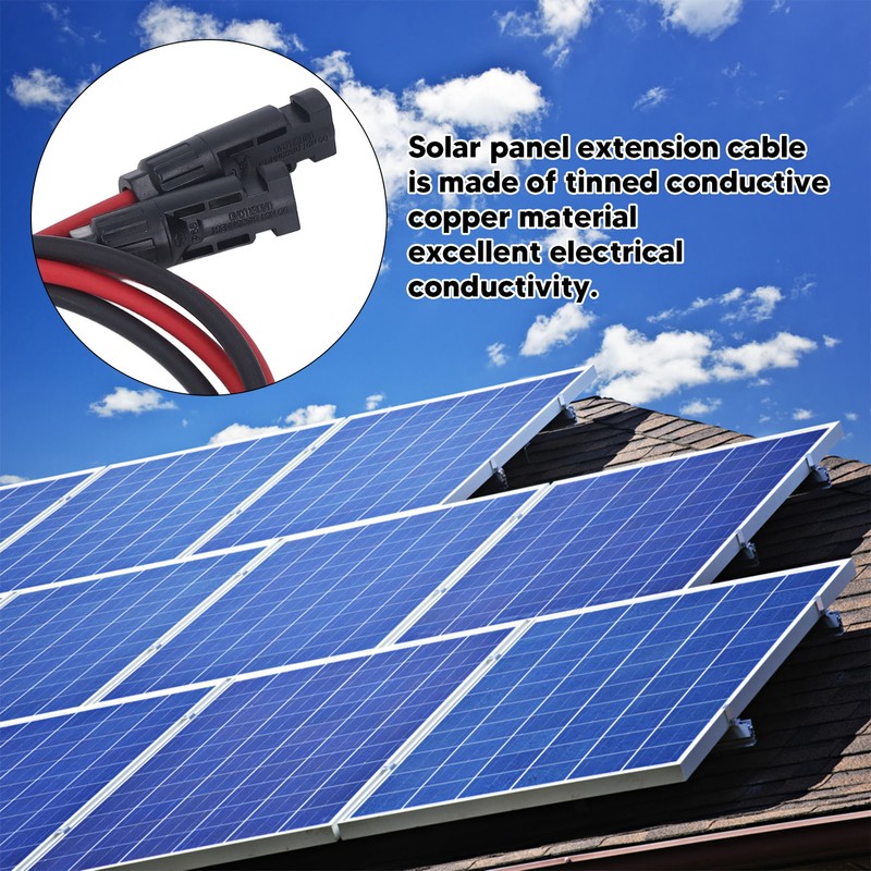 2pcs 12AWG 4mm² Solar Panel Extension Cable Black Red Solar