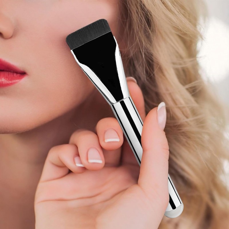 2pcs Flat Foundation Brush for Liquid Makeup, Ultra Thin Flat