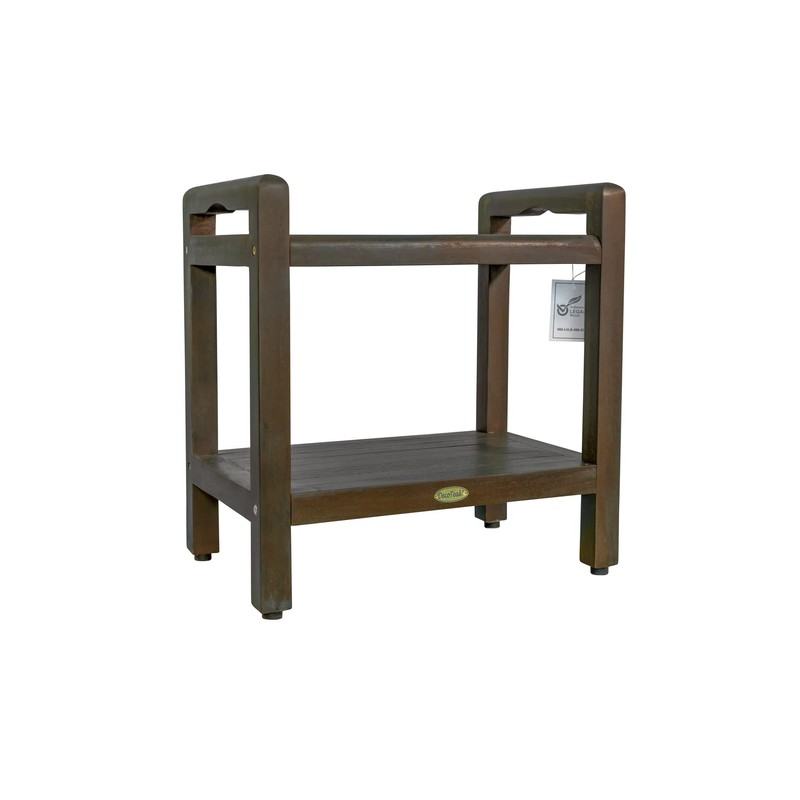 DecoTeak 24 Inch With LiftAide Arms Brown Waterproof Teak Wood