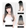TefuRe C-8200BLK-GRY Long Straight Wig, Small Face