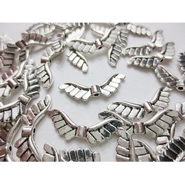 50 Pcs Metal Beads Angel Wings Silver Ancient 24mm Alloy Spacers Huey for Craft Materials h1072