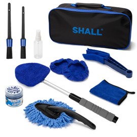 SHALL 9Pcs Windshield Cleaning Tool, Car Interior Cleaning Kit Car Detailing Kit with Storage Bag for Men Women