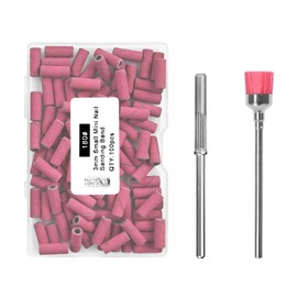 100 PCS Nail Drill Bit Small Sanding Bands Mini Sanding Bands for Nail Drill with 3.1mm Mandrel Bit 180 Fine Grit sanding bands for Acrylic Nails Gel Removing Shaping Manicures and Pedicure Rose Red
