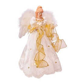 Kurt S. Adler Kurt Adler 14-Inch Battery-Operated Ivory and Gold LED Angel Treetop