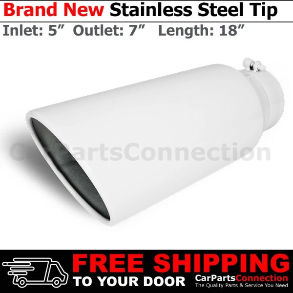 CPC Bolt-On Stainless Truck Angled White 18 inch Exhaust Tip